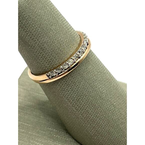 10K Rose Gold Plain & .36cttw Diamond Band Ring (14388) - Picture 3 of 7